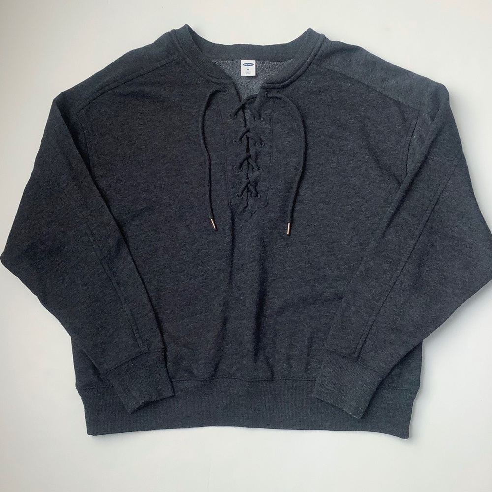 Old Navy Charcoal Gray lace up sweatshirt
